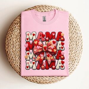 Valentines Mama Faux Yarn T-Shirt